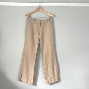 120% Lino Linen Pants. Pale Metallic Gold Sheen. Size 44/M